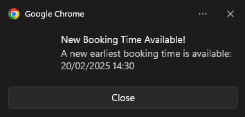 RTA Booking Notifier
